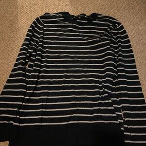 Banana Republic Black and White Striped Long Sleeve Tee